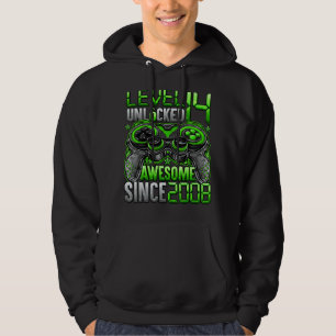 Level 14 Unlocked Awesome Since 2008 14th Birthday Hoodie