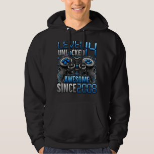 Level 14 Unlocked Awesome Since 2008 14th Birthday Hoodie