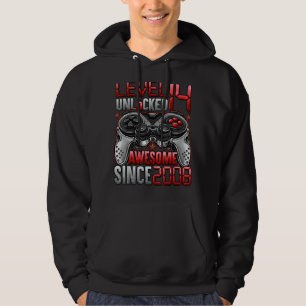 Level 14 Unlocked Awesome Since 2008 14th Birthday Hoodie