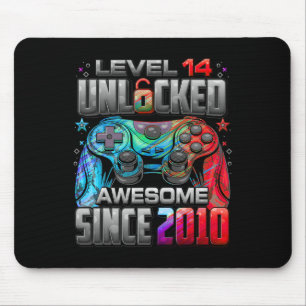 Level 14 Unlocked Awesome Since 2010 14th Birthday Mouse Mat