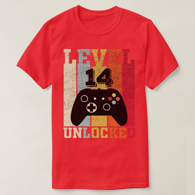 Level 14 Unlocked Funny Video 14th Birthday Gift T-Shirt (Design Front)