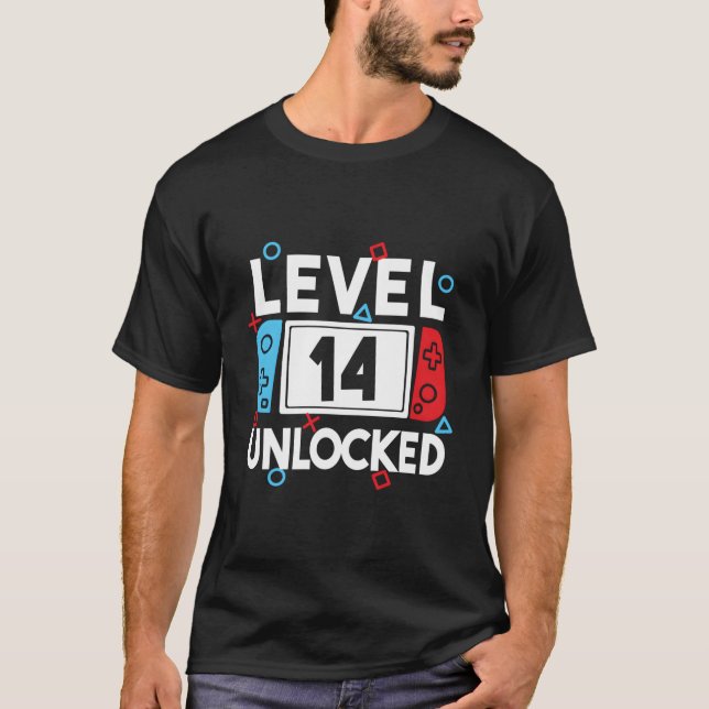 Level 14 Unlocked Gamer 14Th Birthday Video Game B T-Shirt (Front)