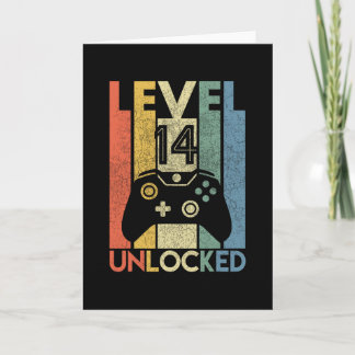 Level 14 Unlocked Shirt Funny Video Gamer 14th Bir Card