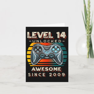 Level 14 Unlocked Video Game 14th Birthday 14 Yr O Card