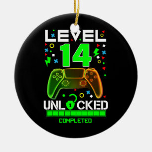Level 14 Unlocked Video Game 14th Birthday Gamer Ceramic Tree Decoration