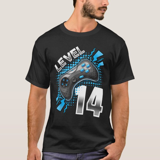 Level 14 Video Game Controller 14th Birthday Gamer T-Shirt (Front)