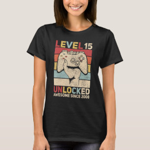 Level 15 Unlocked 15 Year Old Boy Bday Outfit 15th T-Shirt
