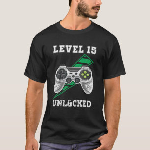 Level 15 Unlocked Awesome 15 Video Game 15Th Birth T-Shirt