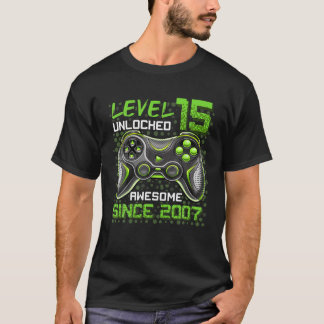 Level 15 Unlocked Awesome 2007 Video Game 15Th Bda T-Shirt