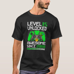 Level 15 Unlocked Awesome Since 15 Gaming 15th Bir T-Shirt