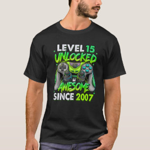 Level 15 Unlocked Awesome Since 2007 15Th Birthday T-Shirt