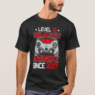 Level 15 Unlocked Awesome Since 2007 Video Game 15 T-Shirt