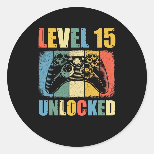 Level 15 unlocked classic round sticker (Front)