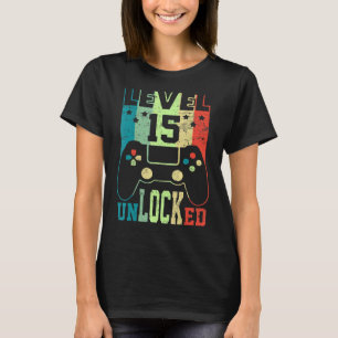 Level 15 Unlocked Shirt Funny Video Gamer 15th Bir