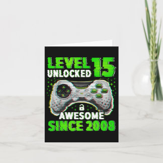 Level 15 Unlocked Video Game 15 Years Old Boy 15th Card