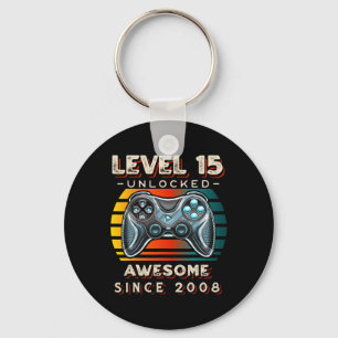 Level 15 Unlocked Video Game 15th Birthday 15 Yr O Key Ring