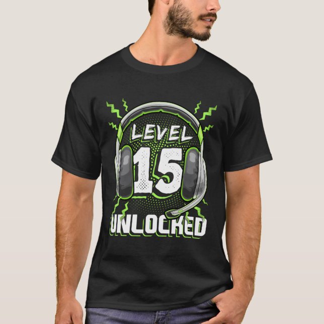 Level 15 Unlocked Video Game 15Th Pc Gaming T-Shirt (Front)
