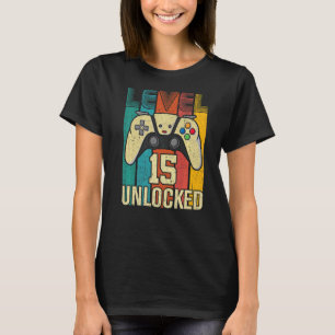 Level 15 Unlocked Video Gamer 15th Birthday T-Shirt
