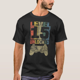 Level 15 Unlocked Video Gamer 15th Birthday T-Shirt