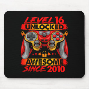 Level 16 Unlocked 16 Year Old Boys 16th Birthday B Mouse Mat