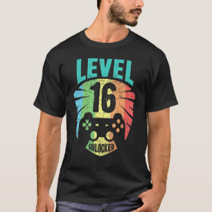 Level 16 Unlocked 16th Birthday Boy Girl Gamer Lev T-Shirt