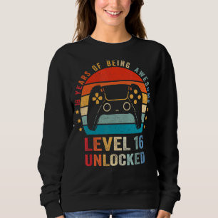 Level 16 Unlocked 16th Video Gamer Birthday Boy Sweatshirt