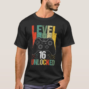 Level 16 Unlocked 16th Video Gamer Birthday Boy T-Shirt