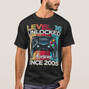 Level 16 Unlocked Awesome Since 2005 16th Birthday T-Shirt