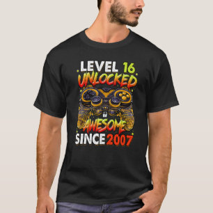 Level 16 Unlocked Awesome Since 2007 16th Birthday T-Shirt