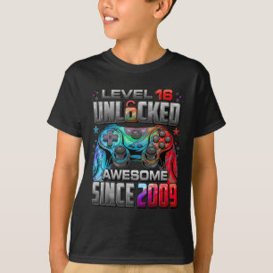 Level 16 Unlocked Awesome Since 2009 16th Birthday T-Shirt