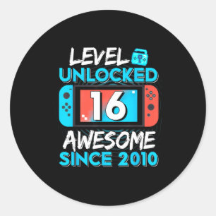 Level 16 Unlocked Awesome Since 2010 16th Birthday Classic Round Sticker