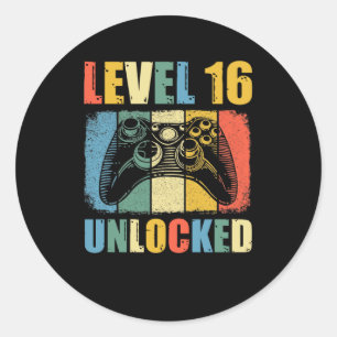 Level 16 unlocked classic round sticker