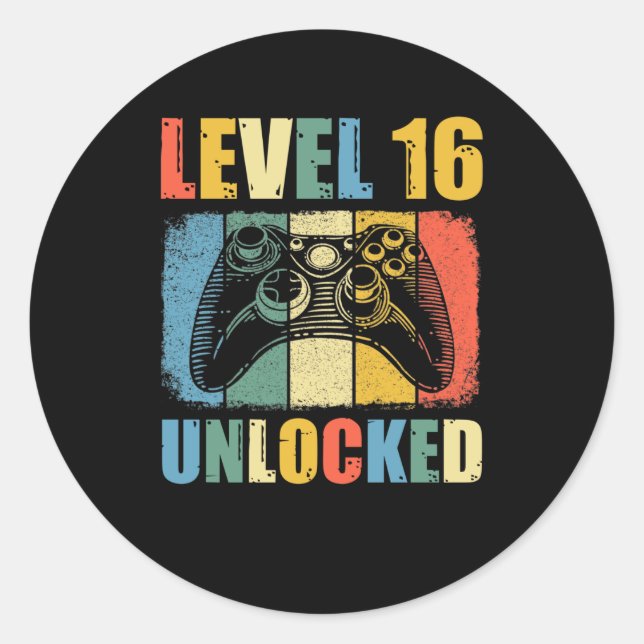 Level 16 unlocked classic round sticker (Front)