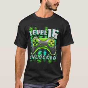 Level 16 Unlocked Video Game 16th Birthday Gamer B T-Shirt
