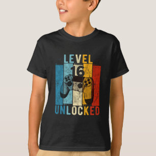 Level 16 Unlocked Video Gamer 16 Year Old 16th Bir T-Shirt