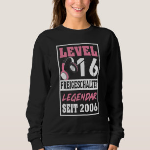 Level 16 Years Gamer Girl Seit 2006 Birthday Video Sweatshirt