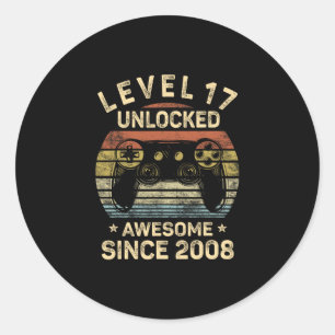 Level 17 Unlocked 17th Birthday 17 Year Old Gifts Classic Round Sticker
