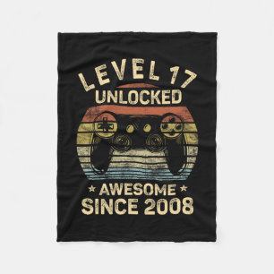 Level 17 Unlocked 17th Birthday 17 Year Old Gifts  Fleece Blanket