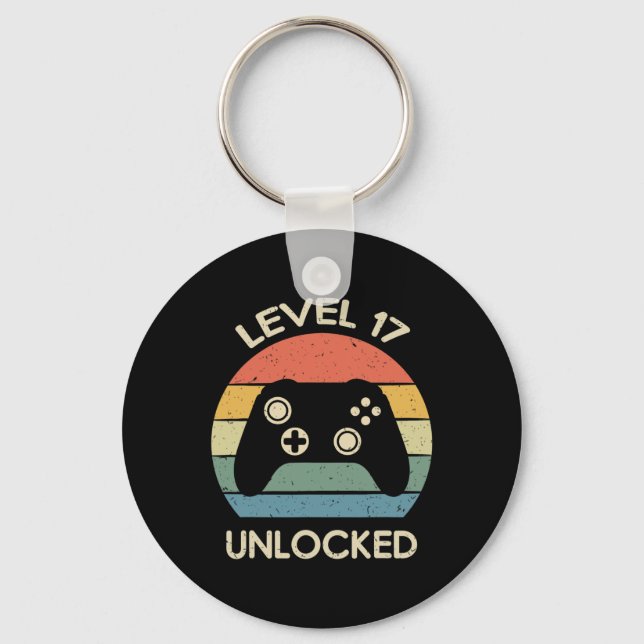 Level 17 Unlocked 17th Gaming Birthday Controller  Key Ring (Front)