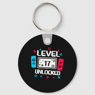 Level 17 Unlocked Gamer 17th Birthday Gift Video G Key Ring