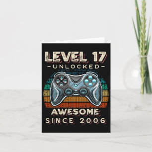 Level 17 Unlocked Video Game 17th Birthday 17 Yr O Card