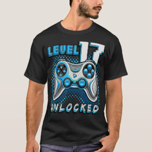 Level 17 Unlocked Video Game 17th Birthday Gamer B T-Shirt