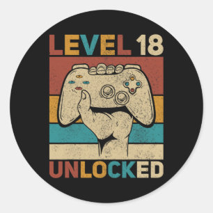 Level 18 Unlocked 18 Year Old Boy Bday Outfit 18th Classic Round Sticker