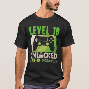 Level 18 Unlocked 18 Years Old Funny 18Th Birthday T-Shirt