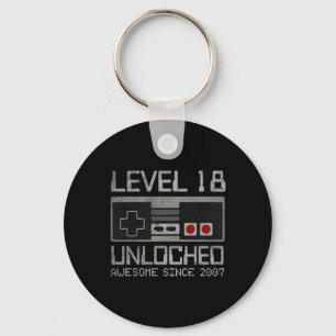 Level 18 Unlocked 18th Birthday 18 Year Old Video Key Ring