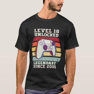 Level 18 Unlocked 18th Birthday Gamer Vintage 2005 T-Shirt