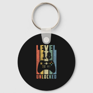 Level 18 Unlocked 18th Video Gamer Birthday Boy Gi Key Ring