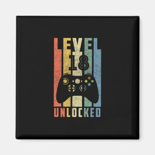 Level 18 Unlocked 18th Video Gamer Birthday Boy Gi Magnet
