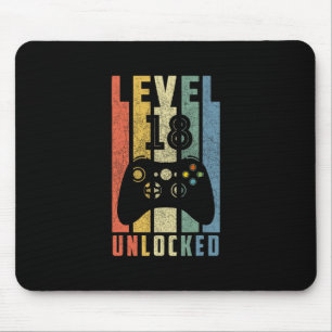 Level 18 Unlocked 18th Video Gamer Birthday Boy Gi Mouse Mat