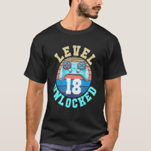 Level 18 Unlocked 18th Video Gamer Birthday Boy Me T-Shirt